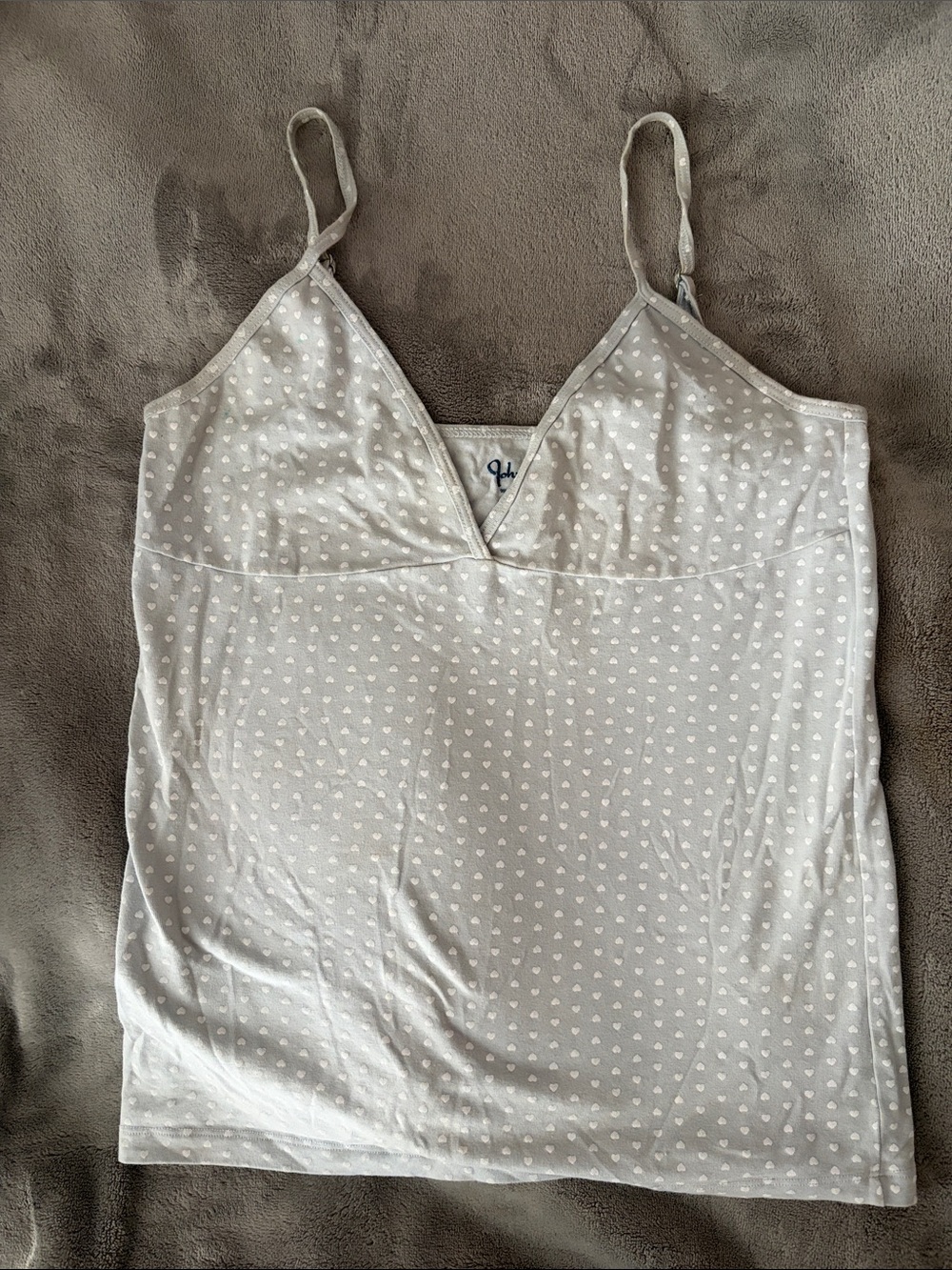 Brandy Melville Light Gray White Heart Print Cami
